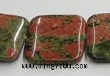 CUG51 16 inches 30*30mm square natural unakite gemstone beads wholesale