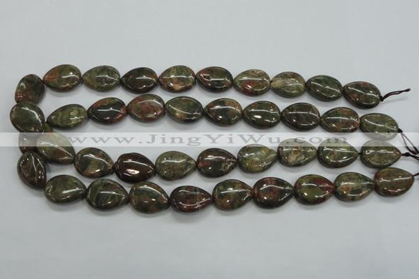 CUJ04 15.5 inches 15*20mm flat teardrop autumn jasper gemstone beads
