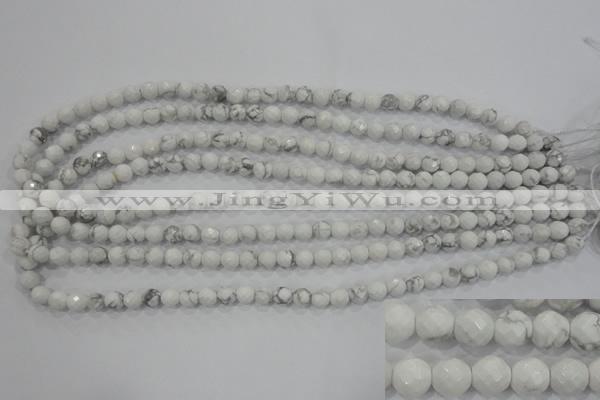 CWB211 15.5 inches 6mm faceted round natural white howlite beads