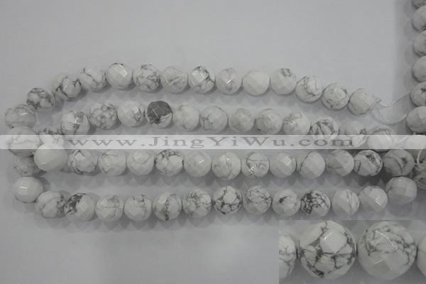 CWB215 15.5 inches 14mm faceted round natural white howlite beads