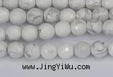 CWB230 15.5 inches 4mm faceted round white howlite beads