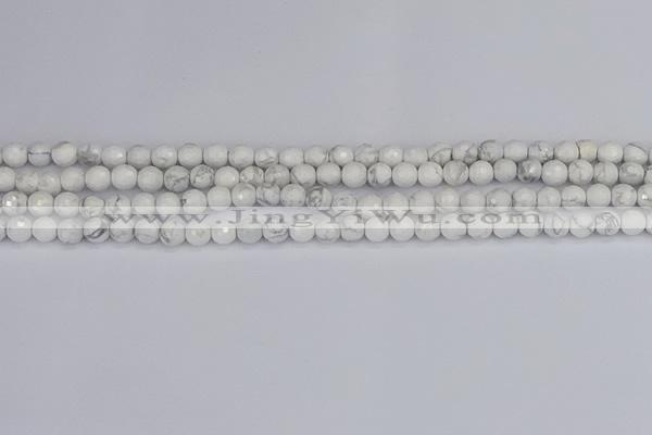 CWB230 15.5 inches 4mm faceted round white howlite beads
