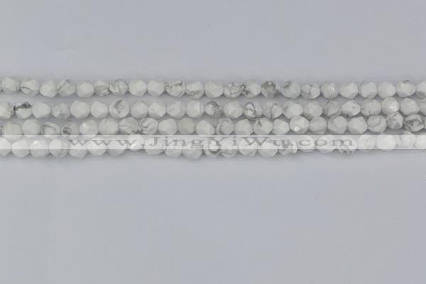 CWB238 15.5 inches 6mm faceted nuggets white howlite beads