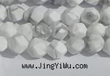 CWB244 15.5 inches 6mm faceted nuggets matte white howlite beads