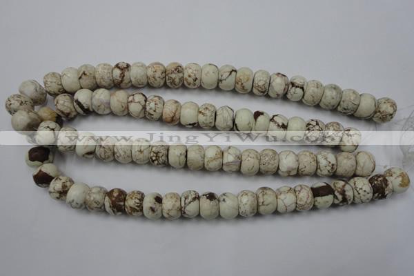 CWB323 15.5 inches 10*14mm rondelle howlite turquoise beads wholesale