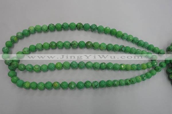 CWB392 15.5 inches 8mm faceted round howlite turquoise beads