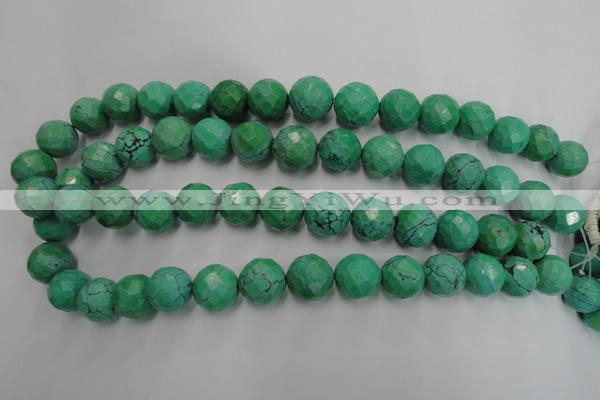 CWB406 15.5 inches 16mm faceted round howlite turquoise beads