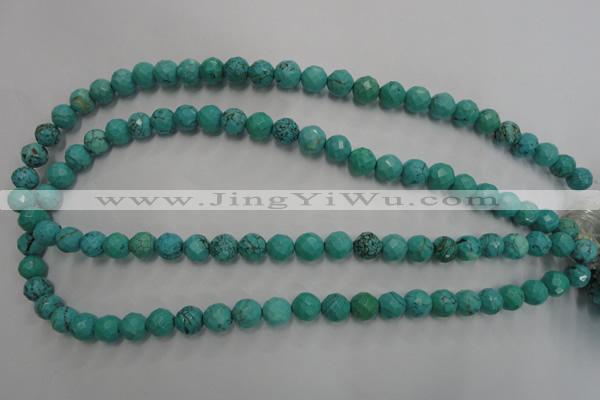 CWB412 15.5 inches 8mm faceted round howlite turquoise beads