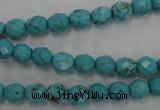 CWB421 15.5 inches 6mm faceted round howlite turquoise beads