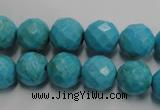CWB434 15.5 inches 12mm faceted round howlite turquoise beads