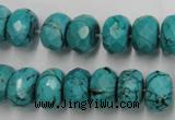 CWB448 15.5 inches 8*12mm faceted rondelle howlite turquoise beads