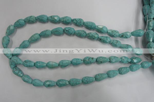 CWB471 15.5 inches 10*16mm faceted teardrop howlite turquoise beads