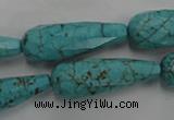 CWB472 15.5 inches 10*30mm faceted teardrop howlite turquoise beads