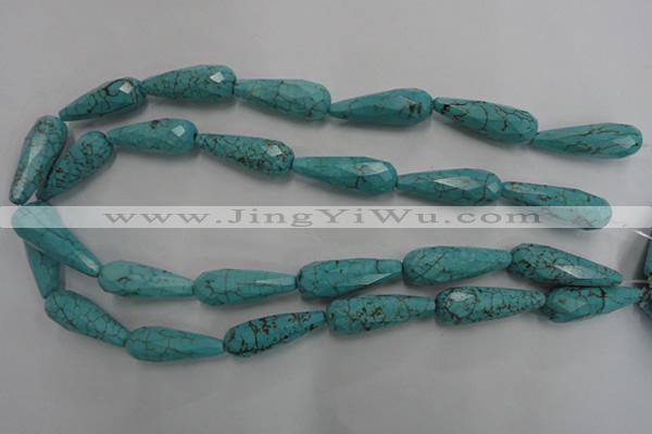 CWB472 15.5 inches 10*30mm faceted teardrop howlite turquoise beads