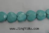 CWB491 15.5 inches 10*10mm faceted heart howlite turquoise beads