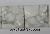 CWB62 15.5 inches 25*25mm wavy square natural white howlite beads