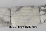CWB63 15.5 inches 25*35mm carved rectangle natural white howlite beads