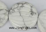 CWB64 15.5 inches 40mm carved coin natural white howlite beads wholesale