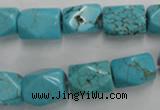 CWB688 15.5 inches 10*14mm faceted nuggets howlite turquoise beads