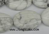 CWB69 15.5 inches 25*35mm carved oval natural white howlite beads