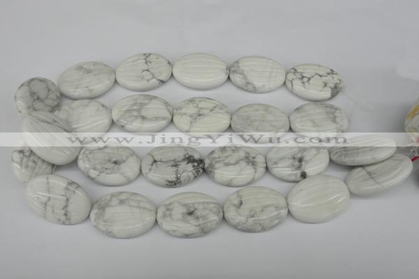 CWB69 15.5 inches 25*35mm carved oval natural white howlite beads