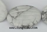 CWB70 15.5 inches 30*40mm carved oval natural white howlite beads