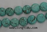 CWB701 15.5 inches 10mm flat round howlite turquoise beads