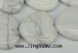 CWB74 15.5 inches 26*26mm carved heart natural white howlite beads