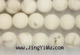 CWB811 15.5 inches 4mm round matte white howlite turquoise beads