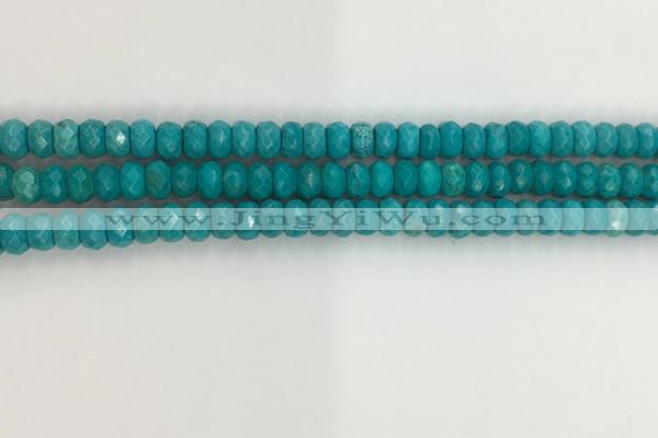 CWB902 15.5 inches 4*6mm faceted rondelle howlite turquoise beads