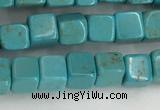 CWB909 15.5 inches 4*4mm cube howlite turquoise beads wholesale
