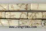 CWB914 15.5 inches 4*13mm tube white howlite turquoise beads