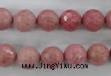 CWF04 15.5 inches 12mm faceted round pink wooden fossil jasper beads
