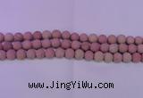 CWF24 15.5 inches 12mm round matte pink wooden fossil jasper beads