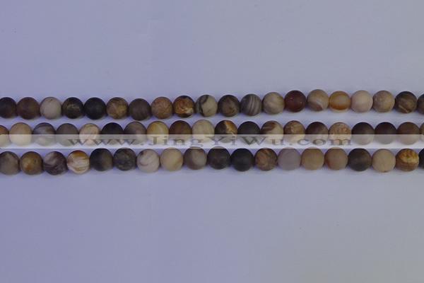 CWJ412 15.5 inches 8mm round matte wood jasper beads wholesale