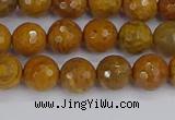 CWJ469 15.5 inches 6mm faceted round yellow petrified wood jasper beads