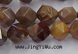 CWJ492 15.5 inches 10mm faceted nuggets wood jasper beads