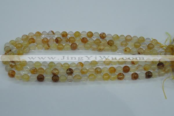 CYC102 15.5 inches 8mm round yellow crystal quartz beads