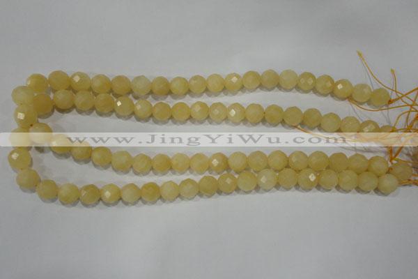 CYJ153 15.5 inches 10mm faceted round yellow jade beads wholesale