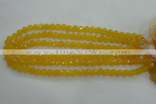 CYJ201 15.5 inches 6mm faceted round yellow jade beads wholesale