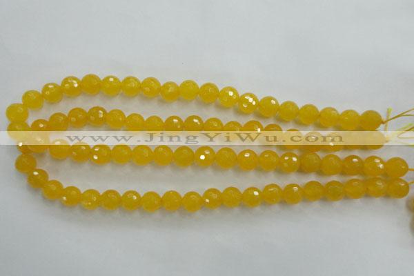 CYJ203 15.5 inches 10mm faceted round yellow jade beads wholesale