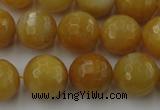 CYJ326 15.5 inches 14mm faceted round yellow jade beads wholesale