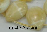 CYJ55 22*30mm top-drilled flat teardrop yellow jade gemstone beads
