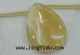 CYJ56 30*40mm top-drilled flat teardrop yellow jade gemstone beads