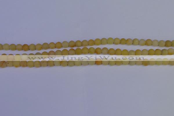 CYJ600 15.5 inches 4mm round matte yellow jade beads wholesale