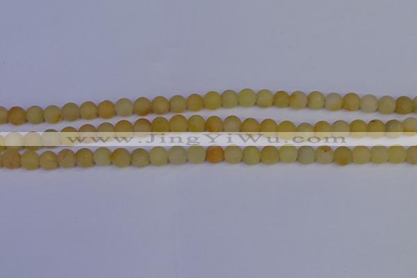 CYJ601 15.5 inches 6mm round matte yellow jade beads wholesale