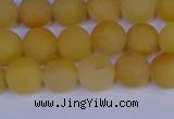 CYJ602 15.5 inches 8mm round matte yellow jade beads wholesale