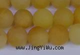 CYJ604 15.5 inches 12mm round matte yellow jade beads wholesale