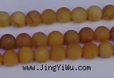 CYJ610 15.5 inches 4mm round matte yellow jade beads wholesale