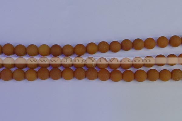 CYJ613 15.5 inches 10mm round matte yellow jade beads wholesale